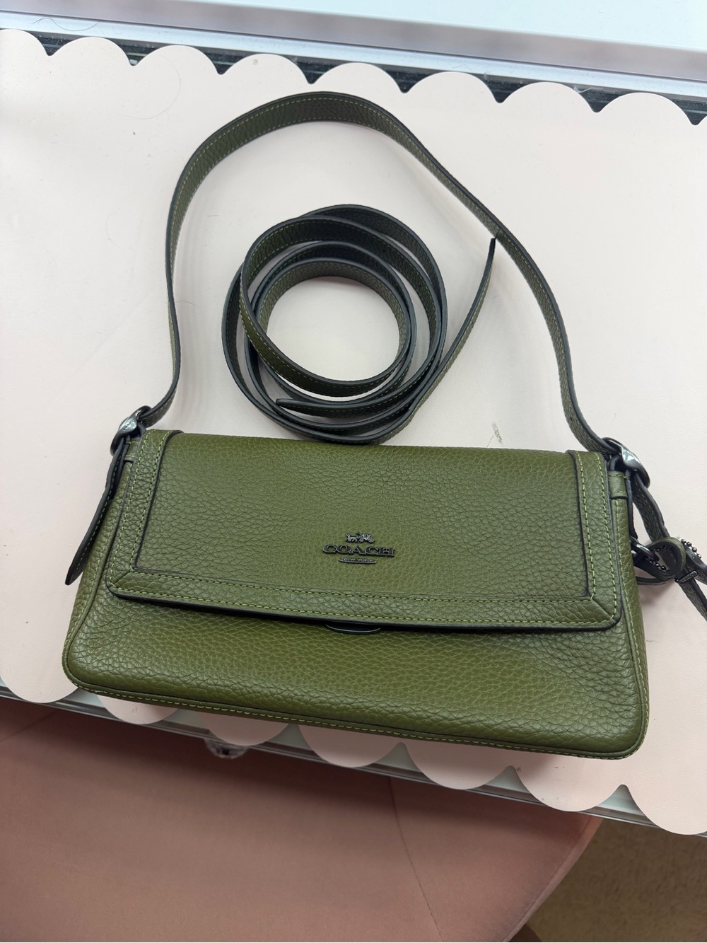 Coach Olive Etta Small Flap Leather Shoulder Bag - Picture 7 of 10